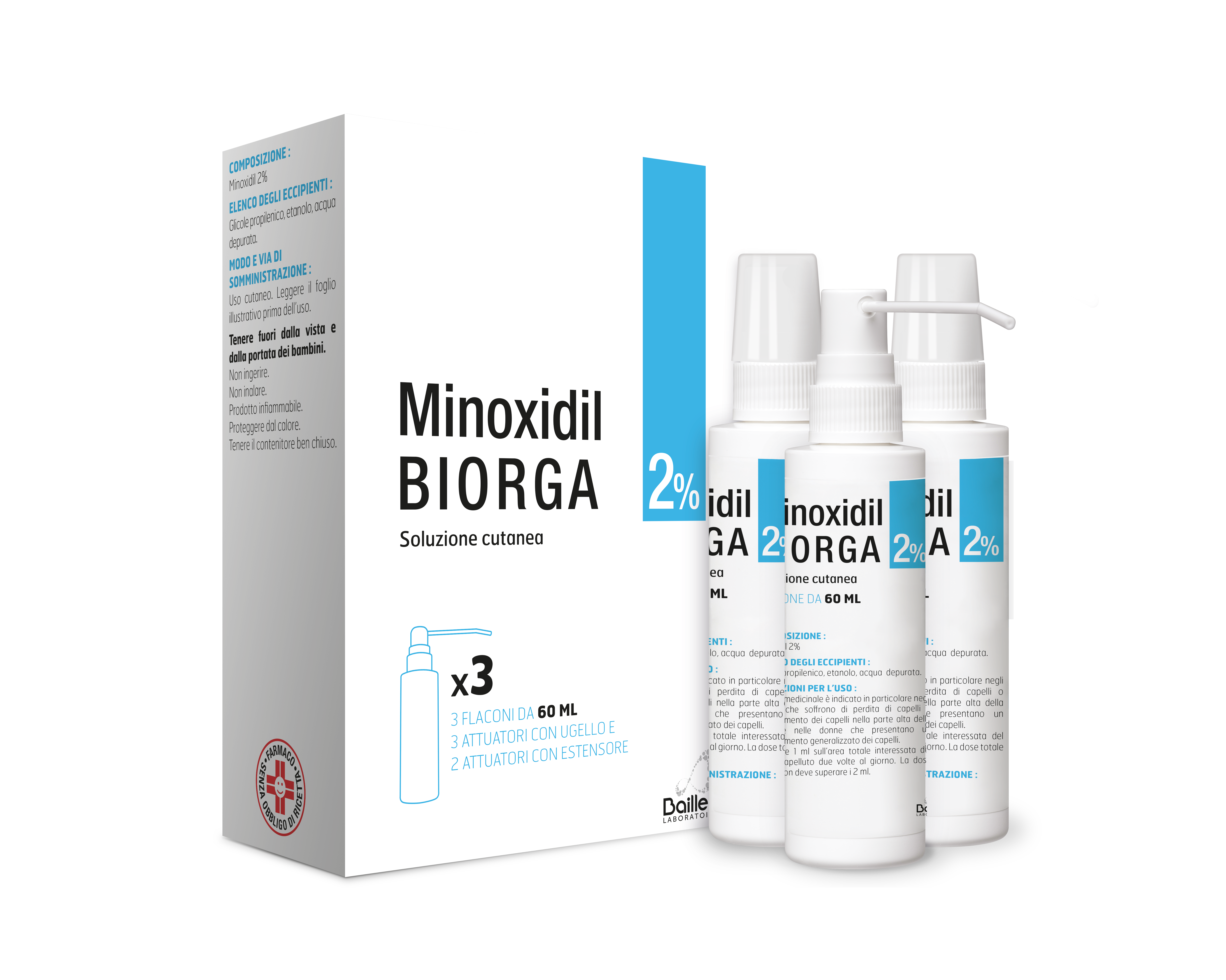 MINOXIDIL BIORGA*SOL CUT 3FL2% - Farmastop