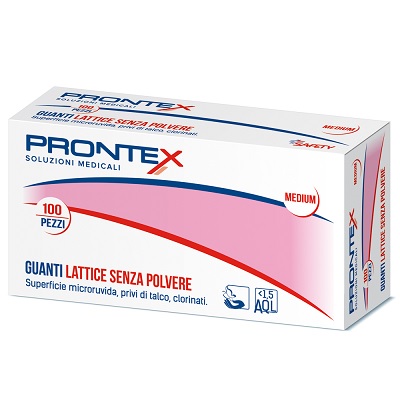 PRONTEX GUANTO IN LATTICE SENZA POLVERE MEDIO 100 PEZZI - Farmastop