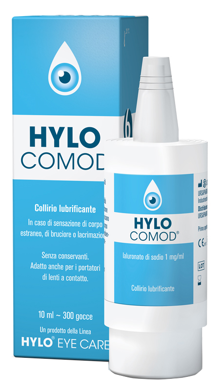 HYLO-COMOD GOCCE OCULARI IALURONATO DI SODIO 0,1%  FLACONCINO 10 ML - Farmastop