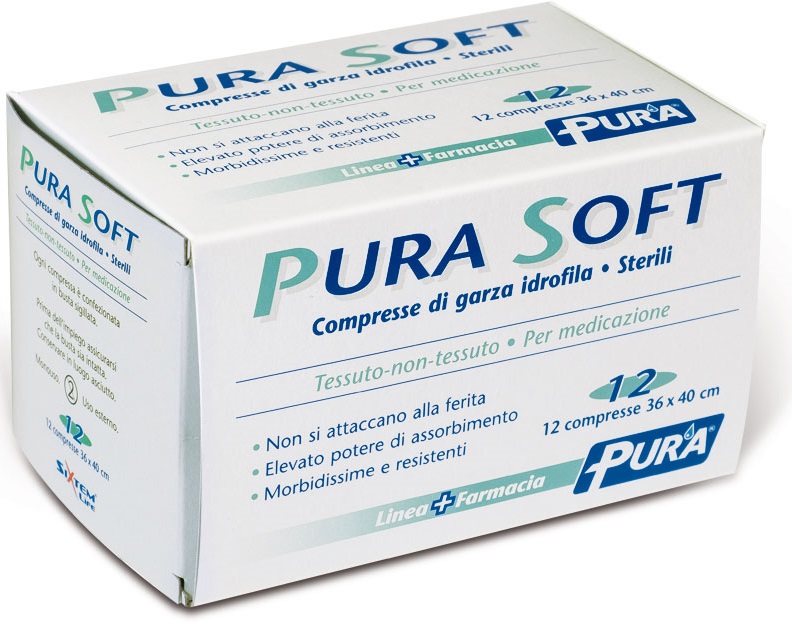 GARZA IN TESSUTO NON TESSUTO PURA SOFT 36X40CM 12 PEZZI - Farmastop