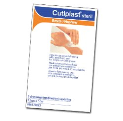 MEDICAZIONE CUTIPLAST STERIL ADESIVA SUPPORTO IN TNT ADESIVO POLIACRILATO IPOLLERGENICO TAMPONE NON ADERENTE 15X38 CM 5 PEZZI - Farmastop