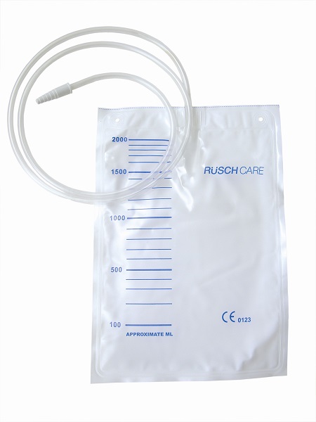 SACCA DI DRENAGGIO LETTO PER INCONTINENZA 2000ML IN PVC CON TUBO DI RACCORDO 130CM DIAMETRO 5X7MM MONOUSO 30 PEZZI - Farmastop