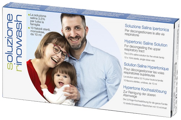 RINOWASH SOLUZIONE SALINA IPERTONICA PER PULIZIA NASO 10 FIALE RICHIUDIBILI X 10 ML - Farmastop