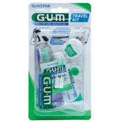GUM TRAVEL KIT VIAGGIO 1 SPAZZOLINO PIEGHEVOLE GUM TRAVEL + 1 DENTIFRICIO VIAGGIO 12 ML + 1 ROCCHETTO FILO INTERDENTALE 10MT + 2 SCOVOLINI GOMMA GUM SOFT PICKS - Farmastop