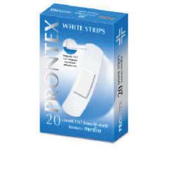 CEROTTO PRONTEX WHITE STRIPS IN TESSUTO NON TESSUTO BIANCO STERILE SCATOLA 20 CEROTTI MEDI - Farmastop