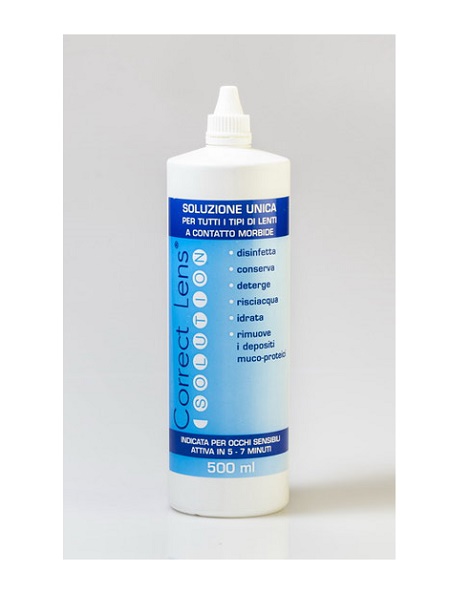 SOLUZIONE OCULARE PER LA CONSERVAZIONE E PULIZIA DELLE LENTIA CONTATTO CORRECT LENS SOLUTION 500ML - Farmastop