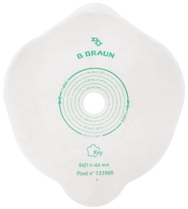 PLACCA PIANA FLEXIMA KEY 40 MM CON PROTETTORE CUTANEO IDROCOLLOIDALE E FLANGIA 5 PEZZI - Farmastop