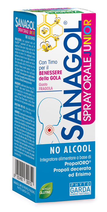 SANAGOL SPRAY JUNIOR PROPOLI FRAGOLA 20 ML - Farmastop