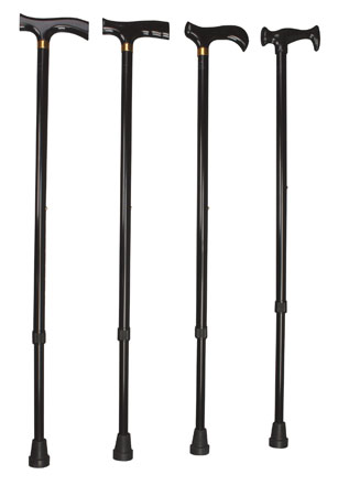 BASTONE BRIO PIEGHEVOLE IN ALLUMINIO ANODIZZATO CON PUNTALI ANTISCIVOLO REGOLABILE IN ALTEZZA DA 77,5 A 87,5CM NERO IMPUGNATURA IN LEGNO - Farmastop