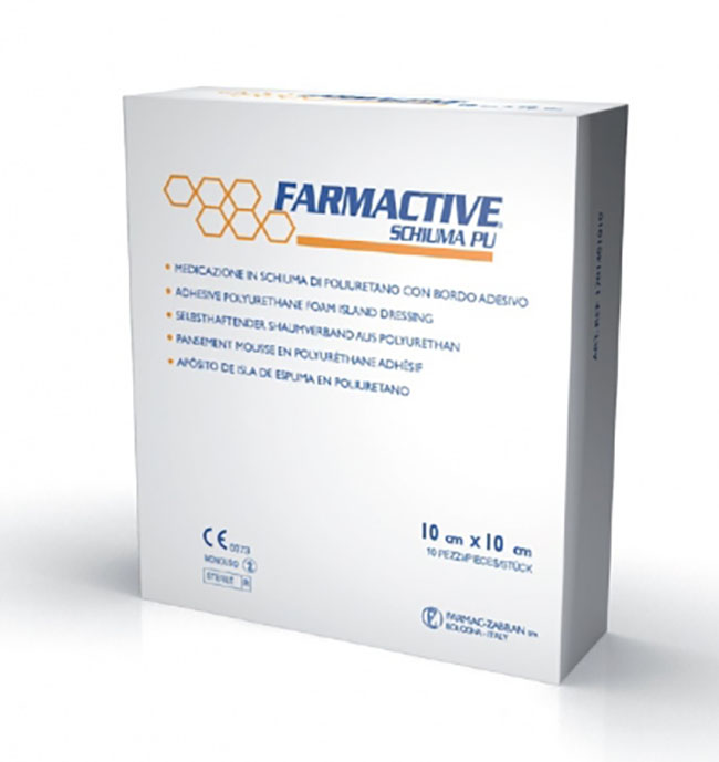 CEROTTO FARMACTIVE SCHIUMA IN POLIURETANO 10X10CM 10 PEZZI - Farmastop