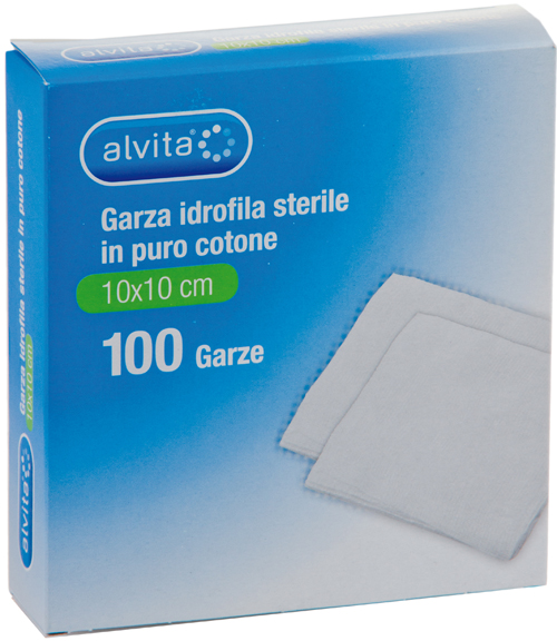 ALVITA GARZA COMPRESSA IDROFILA 10X10CM 100 PEZZI - Farmastop