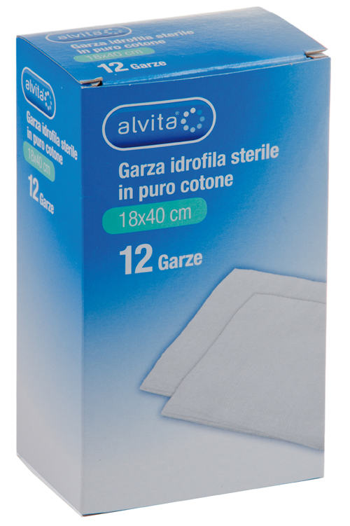 ALVITA GARZA COMPRESSA IDROFILA 18X40CM 12 PEZZI - Farmastop