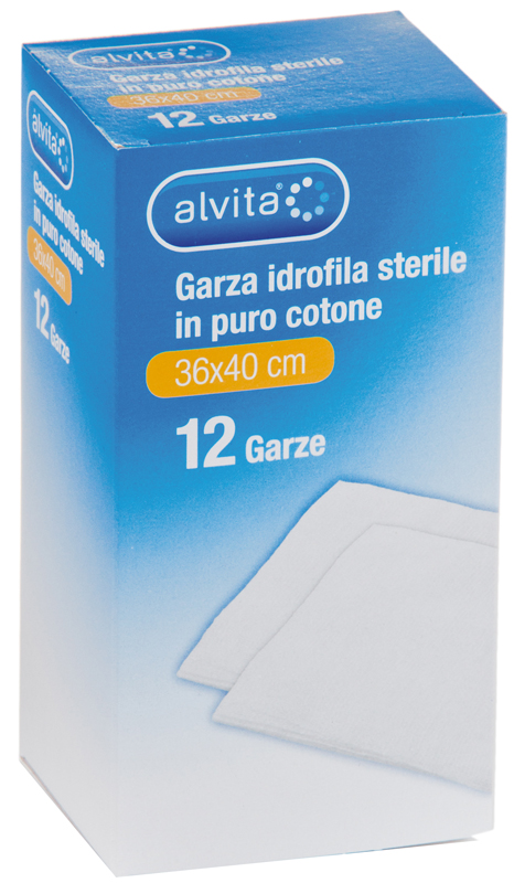 ALVITA GARZA COMPRESSA IDROFILA 36X40CM 12 PEZZI - Farmastop