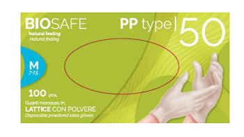 GUANTO IN LATTICE CON POLVERE AMBIDESTRO FORMA ANATOMICA SUPERFICIE LISCIA POLSINO ELASTICO RINFORZATO ANTIARROTOLAMENTO BIOSAFE PLUS BIANCO MISURA MEDIUM 100 PEZZI - Farmastop