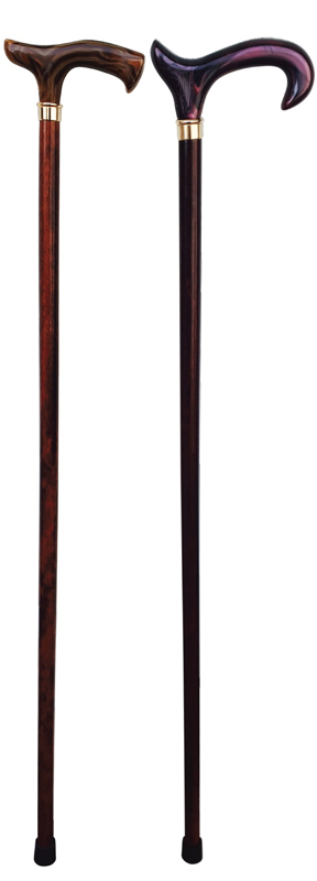 BASTONE LEGNO DONNA IMPUGNATURA FISIOLOGICA MARMORIZZATO LEGNO SCURO - Farmastop