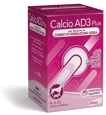 CALCIO AD3 PLUS 40 COMPRESSE APPETIBILI - Farmastop