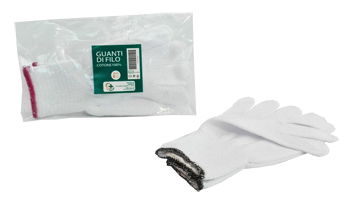 GUANTO DI FILO COTONE 100% BIANCO PER ALLERGIE DERMATOLOGICHE 8,5 1 PAIO - Farmastop