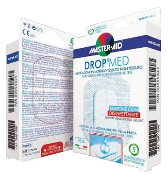 MEDICAZIONE COMPRESSA AUTOADESIVA DERMOATTIVA IPOALLERGENICA AERATA MASTER-AID DROP MED 10,5X15 5 PEZZI - Farmastop