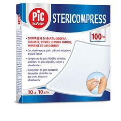 GARZA COMPRESSA IDROFILA PIC STERICOMPRESS 10X10 CM 4 BUSTE  25 PEZZI - Farmastop