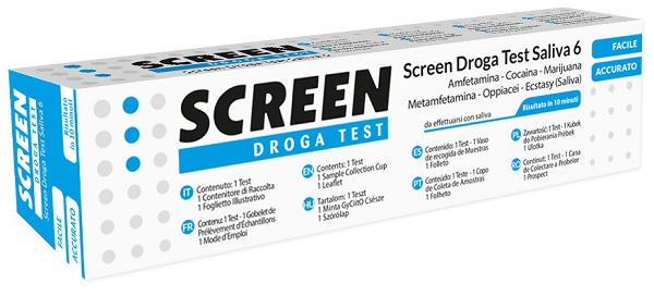DROGA TEST CHE RILEVA 6 DROGHE TRAMITE SALIVA RISULTATO PER OGNI DROGA ANALIZZATA SCREEN DROGA TEST SALIVA 6 - Farmastop