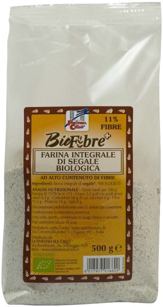 FSC BIOFIBRE+ FARINA INTEGRALE DI SEGALE BIO AD ALTO CONTENUTO DI FIBRA 500 G - Farmastop