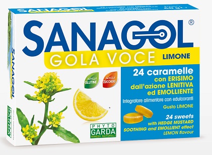 SANAGOL GOLA VOCE SENZA ZUCCHERO LIMONE 24 CARAMELLE - Farmastop