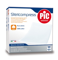 GARZA COMPRESSA IDROFILA PIC 10X10CM 4 STRATI 2 BUSTE 25 PEZZI FUSTELLA - Farmastop