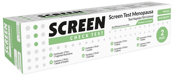 TEST RAPIDO PER L'INDIVIDUAZIONE DI FSH NELL'URINA CHE AIUTA AD INDIVIDUARE LA MENOPAUSA SCREEN CHECK TEST MENOPAUSA/FSH 2 PEZZI - Farmastop