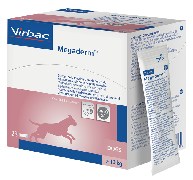 MEGADERM SUPPLEMENTO CANI SUPERIORI A 10 KG SCATOLA DA 28 SACCHETTI MONODOSE 4 ML - Farmastop