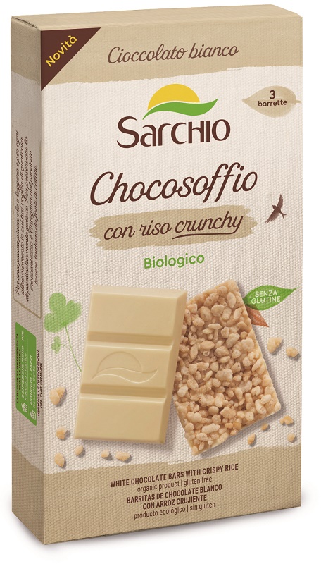 CHOCOSOFFIO BARRETTA CIOCCOLATO BIANCO CON RISO CROCCATE 3 PEZZI DA 25 G - Farmastop
