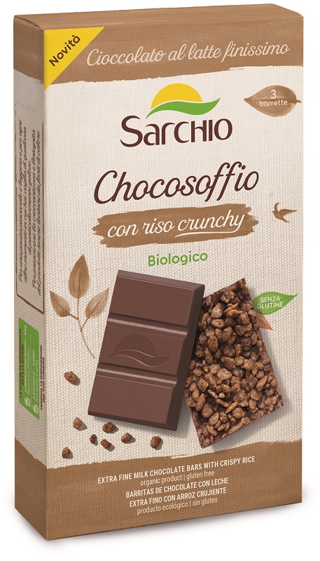 CHOCOSOFFIO BARRETTA CIOCCOLATO LATTE FINISSIMO E RISO CROCCANTE 3 PEZZI DA 25 G - Farmastop