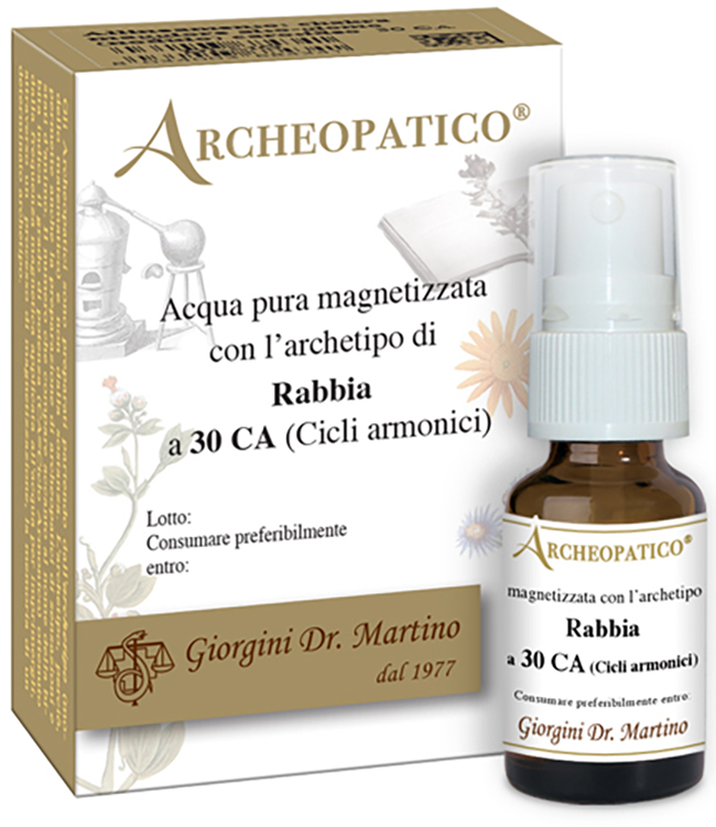 ARCHEOPATICO ACQUA PURA MAGNETIZZATA CON ARCHETIPO RABBIA A 30 CICLI ARMONICI 10 ML - Farmastop