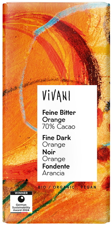 VIVANI CIOCCOLATO FONDENTE ALL'ARANCIO 100 G - Farmastop