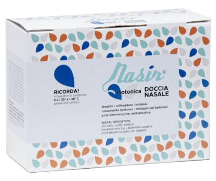 NASIR DOCCIA NASALE CON SOLUZIONE FISIOLOGICA ISOTONICA 10 SACCHE 250 ML + 1 BLISTER - Farmastop