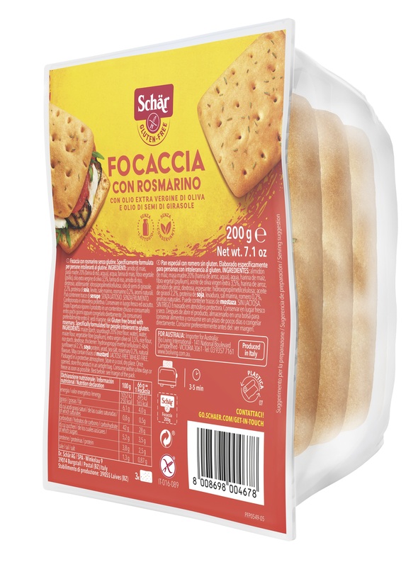 SCHAR FOCACCIA CON ROSMARINO SENZA LATTOSIO 200 G - Farmastop