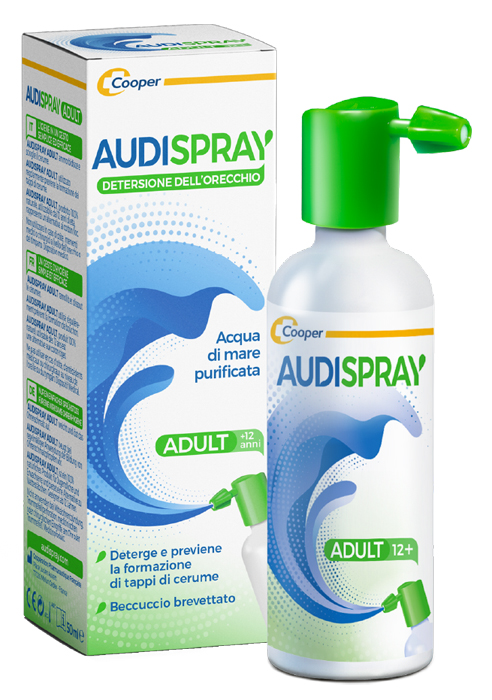 AUDISPRAY ADULT SOLUZIONE DI ACQUA DI MARE IPERTONICA SPRAY SENZA GAS DETERSIONE ORECCHIO 50 ML - Farmastop