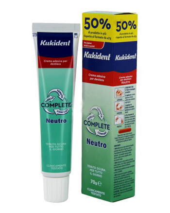 KUKIDENT NEUTRO COMPLETE CREMA ADESIVA PER PROTESI DENTARIE 70 G - Farmastop