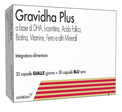 GRAVIDHA PLUS 30 CAPSULE GIALLE GIORNO + 30 CAPSULE BLU SERA - Farmastop
