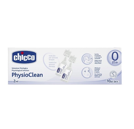 CHICCO PHYSIOCLEAN SOLUZIONE FISIOLOGICA 10 FLACONCINI 2 ML - Farmastop