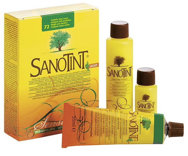 SANOTINT LIGHT TINTURA PER CAPELLI NUMERO 72 CASTANO CHIARO CENERE TUBO IN ASTUCCIO DI CARTONE 125 ML - Farmastop