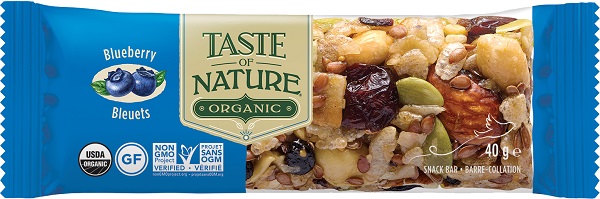 TASTE OF NATURE BARRETTA AI MIRTILLI BIO VEGAN AD ALTO CONTENUTO DI FIBRE 40 G - Farmastop