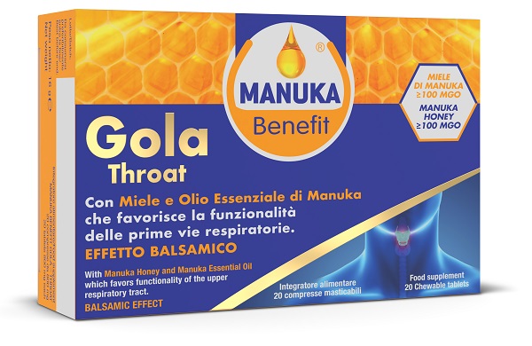 MANUKA BENEFIT GOLA THROAT 20 COMPRESSE MASTICABILI - Farmastop