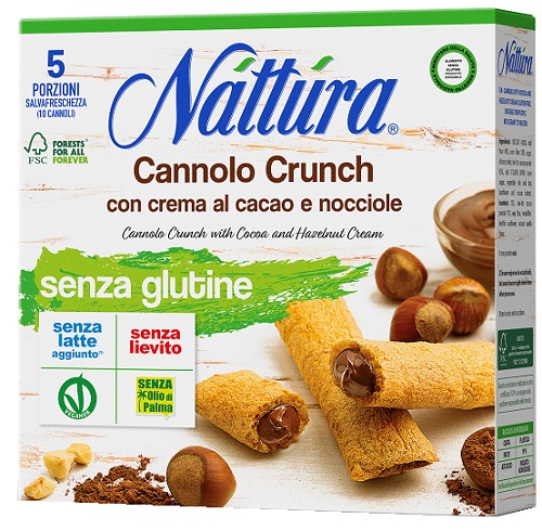 NATTURA CANNOLO CRUNCH CON CACAO E NOCCIOLE 24 PEZZI DA 25 G - Farmastop