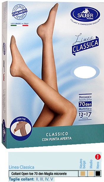 SAUBER COLLANT OPEN TOE MAGLIA MICRORETE 70 DEN COLORE NEUTRO BEIGE TAGLIA 2 LINEA CLASSICA - Farmastop