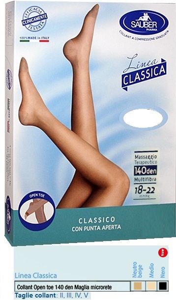 SAUBER COLLANT OPEN TOE MAGLIA MICRORETE 140 DEN COLORE MEDIO 5 LINEA CLASSICA - Farmastop