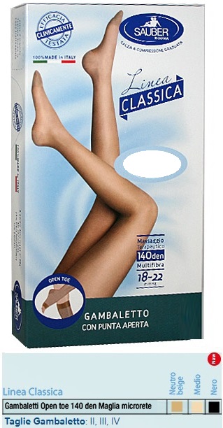 SAUBER GAMBALETTO OPEN TOE MAGLIA MICRORETE 140 DEN COLORE NEUTRO BEIGE TAGLIA 4 LINEA CLASSICA - Farmastop