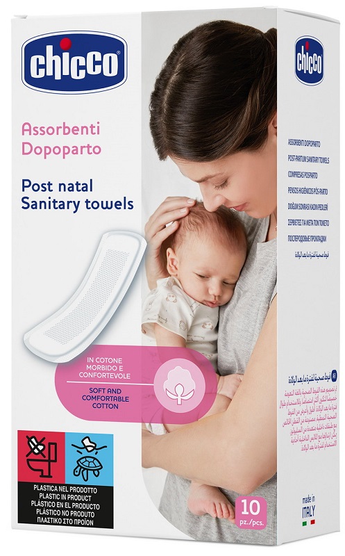 CHICCO MAMMA DONNA ASSORBENTI POSTPARTO COTONE 10 PEZZI - Farmastop