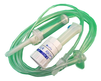 DEFLUSSORE CON REGOLATORE DI FLUSSO A GRAVITA' CON PERFORATORE 5/250ML - Farmastop