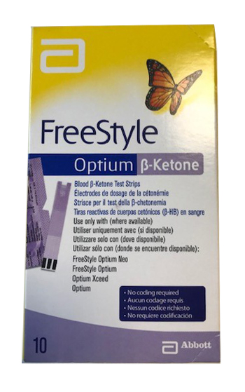 STRISCE MISURAZIONE CHETONEMIA OPTIUM BETA KETONE 10 PEZZI - Farmastop