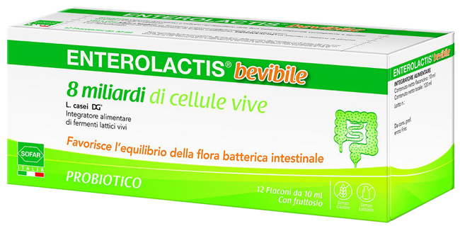 ENTEROLACTIS BEVIBILE 12 FLACONCINI DA 10 ML SOFAR - Farmastop